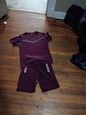 Nike Men's Maroon Athletic Shorts and Tee Set